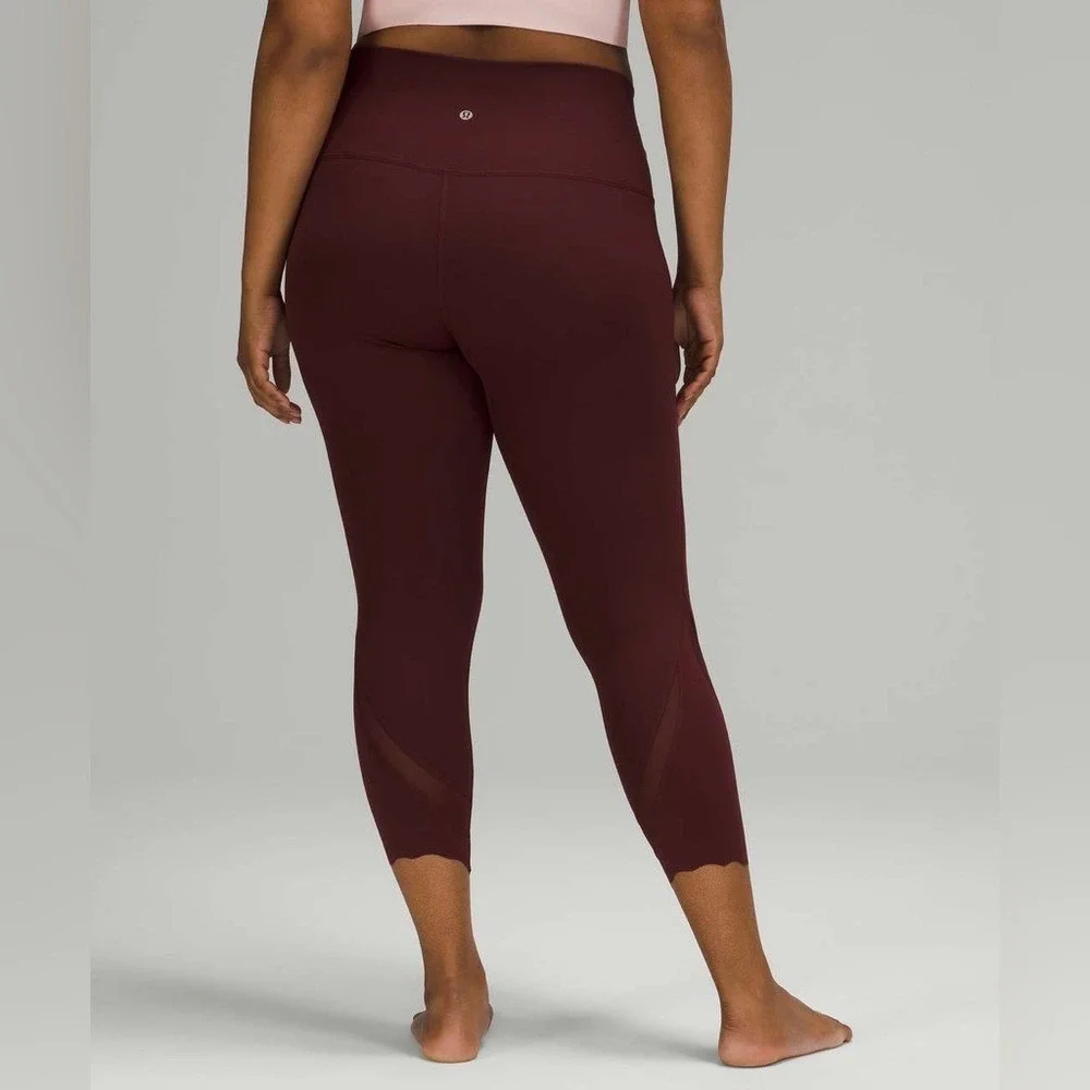 Lululemon Wunder Under Scallop Leggings Red Merlot Size 16 23